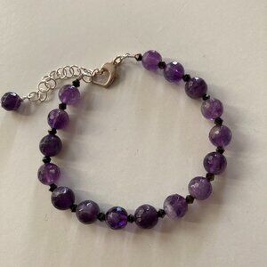 Sterling Silver Faceted Amethyst and Swarovski Crystal Bracelet